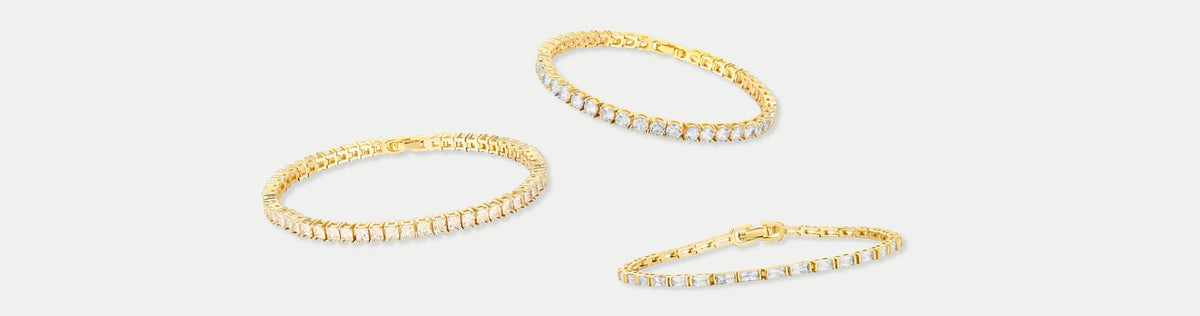 PAVOI 14K Gold Plated CZ Tennis Bracelet For Women | Classic Emerald Cut  Simulated Diamond Bracelet