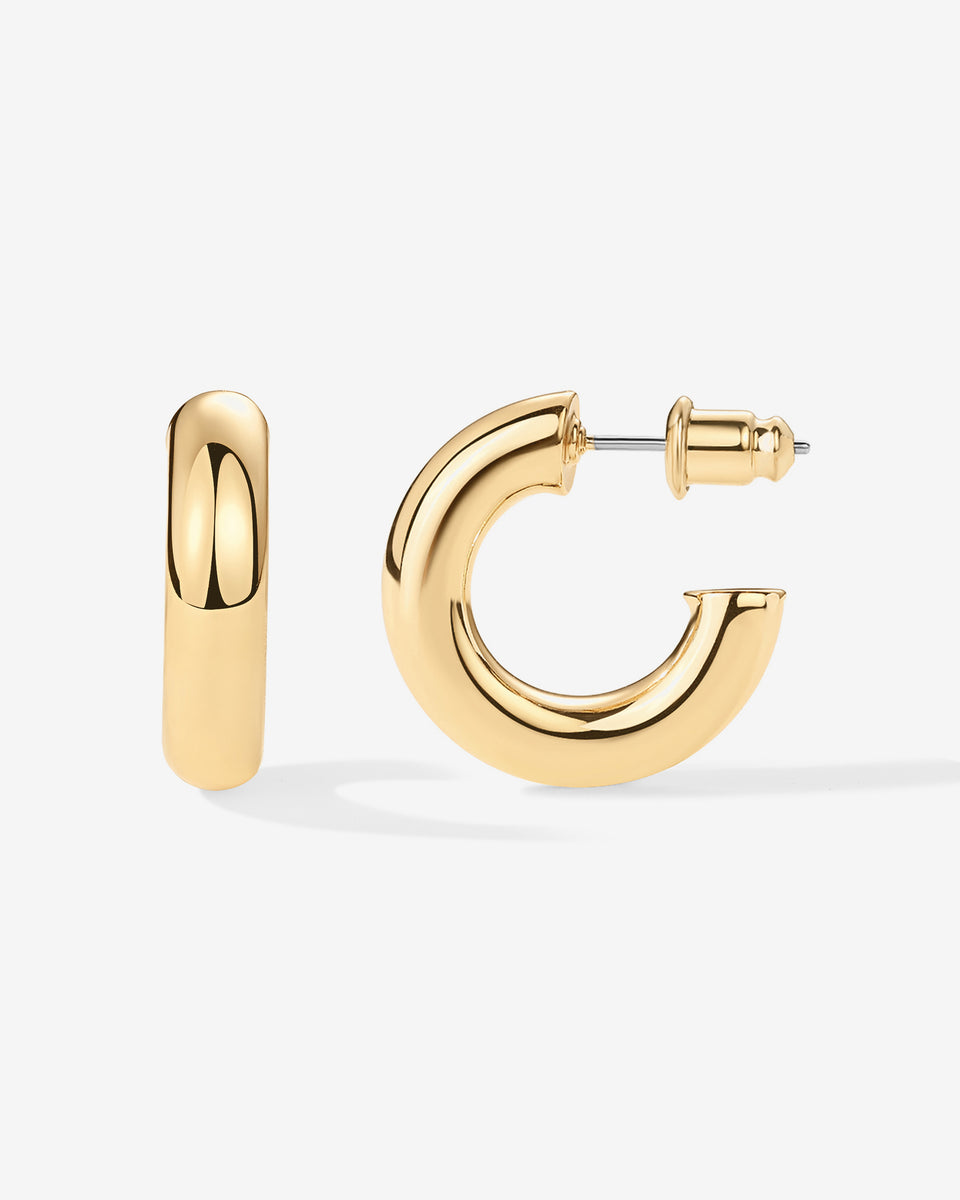 Round Chunky Hoops | 14k Plated Gold | Trending TikTok Earrings – PAVOI